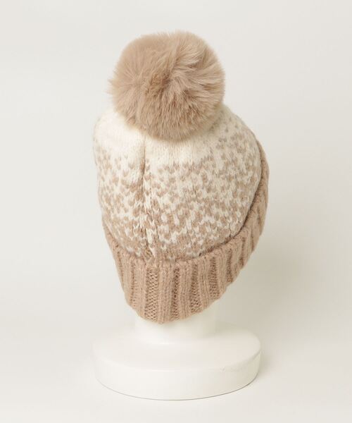 TITTY&CO.（ティティーアンドコー）の「バイカラーポンポン付きニット帽（ニットキャップ/ビーニー・レディース・ブルー/ベージュ/ボルドー・FREE）」の4枚目の写真