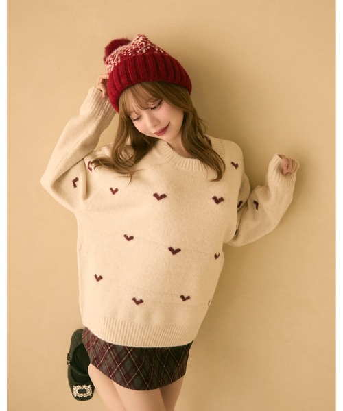 TITTY&CO.（ティティーアンドコー）の「バイカラーポンポン付きニット帽（ニットキャップ/ビーニー・レディース・ブルー/ベージュ/ボルドー・FREE）」の6枚目の写真