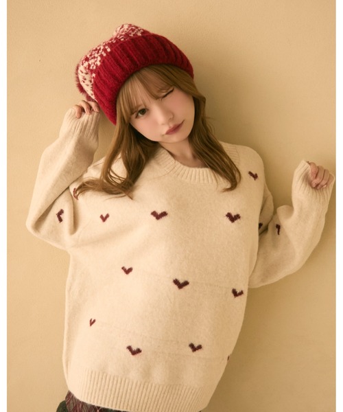 TITTY&CO.（ティティーアンドコー）の「バイカラーポンポン付きニット帽（ニットキャップ/ビーニー・レディース・ブルー/ベージュ/ボルドー・FREE）」の9枚目の写真