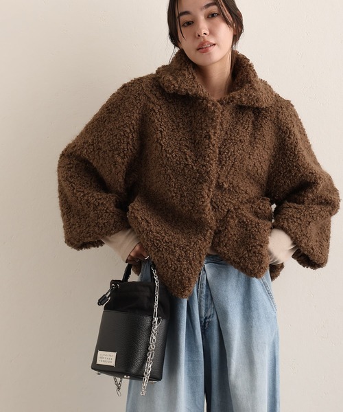ElegChic(エレグシック)の「チキアンラム風 フェイクファー ジャケット(ステンカラーコート・レディース・ブラウン・M/L)」の8枚目の写真