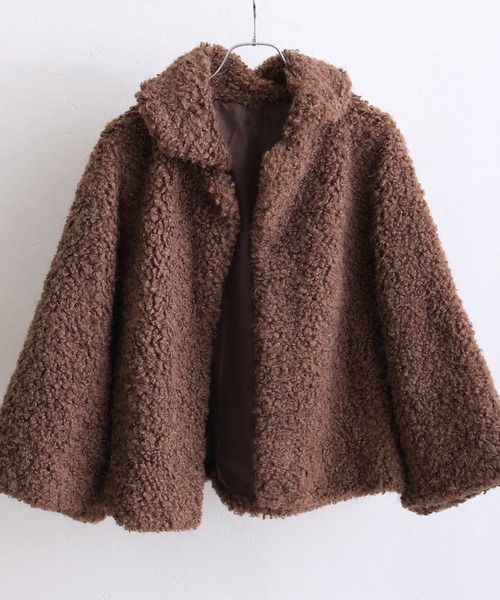 ElegChic(エレグシック)の「チキアンラム風 フェイクファー ジャケット(ステンカラーコート・レディース・ブラウン・M/L)」の11枚目の写真