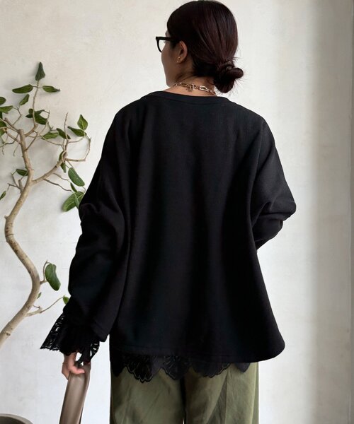 DouDou（ドゥドゥ）の「サーマルボンバーヒートプルオーバー（Tシャツ/カットソー・レディース・チャコールグレー/アイボリー/ブラック・FREE）」の11枚目の写真