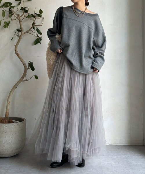 DouDou（ドゥドゥ）の「サーマルボンバーヒートプルオーバー（Tシャツ/カットソー・レディース・チャコールグレー/アイボリー/ブラック・FREE）」の12枚目の写真