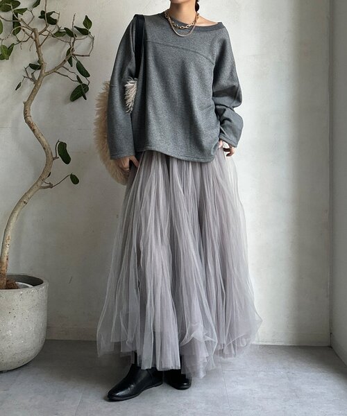 DouDou（ドゥドゥ）の「サーマルボンバーヒートプルオーバー（Tシャツ/カットソー・レディース・チャコールグレー/アイボリー/ブラック・FREE）」の13枚目の写真