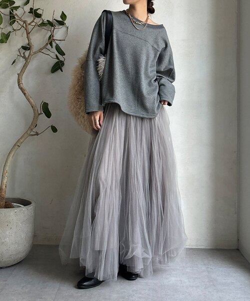 DouDou（ドゥドゥ）の「サーマルボンバーヒートプルオーバー（Tシャツ/カットソー・レディース・チャコールグレー/アイボリー/ブラック・FREE）」の14枚目の写真