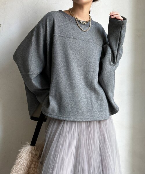 DouDou（ドゥドゥ）の「サーマルボンバーヒートプルオーバー（Tシャツ/カットソー・レディース・チャコールグレー/アイボリー/ブラック・FREE）」の18枚目の写真