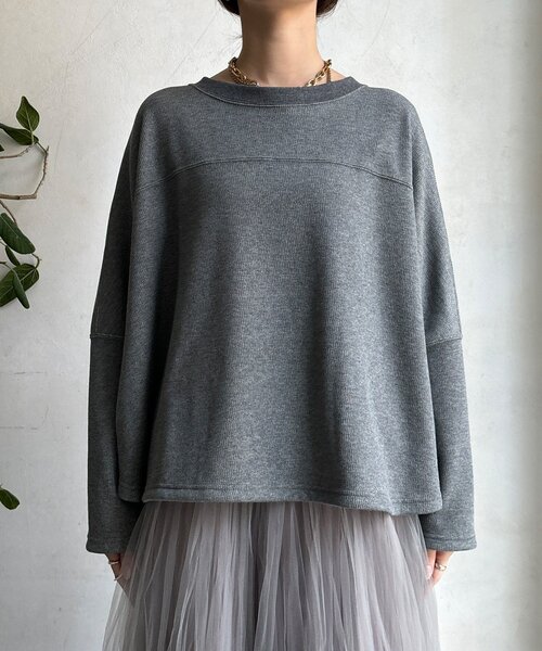 DouDou（ドゥドゥ）の「サーマルボンバーヒートプルオーバー（Tシャツ/カットソー・レディース・チャコールグレー/アイボリー/ブラック・FREE）」の21枚目の写真