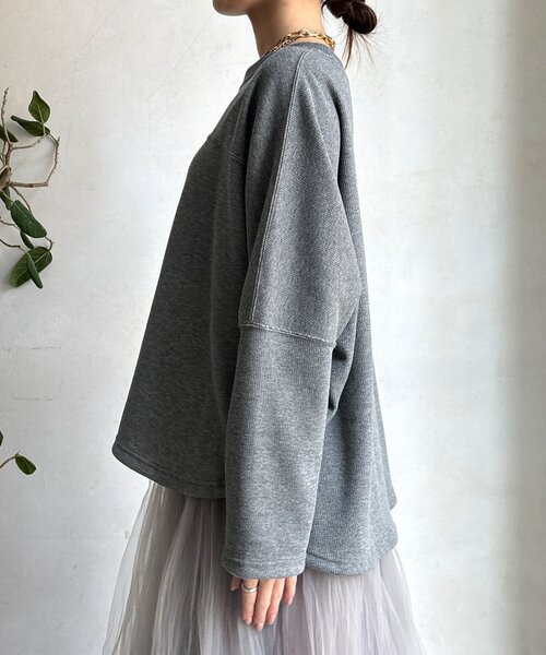 DouDou（ドゥドゥ）の「サーマルボンバーヒートプルオーバー（Tシャツ/カットソー・レディース・チャコールグレー/アイボリー/ブラック・FREE）」の22枚目の写真