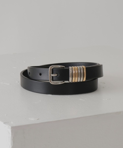 CINOH(�`�m)��SLIM LEATHER BELT/GOLD/SILVER ACCENTS(�x���g)
