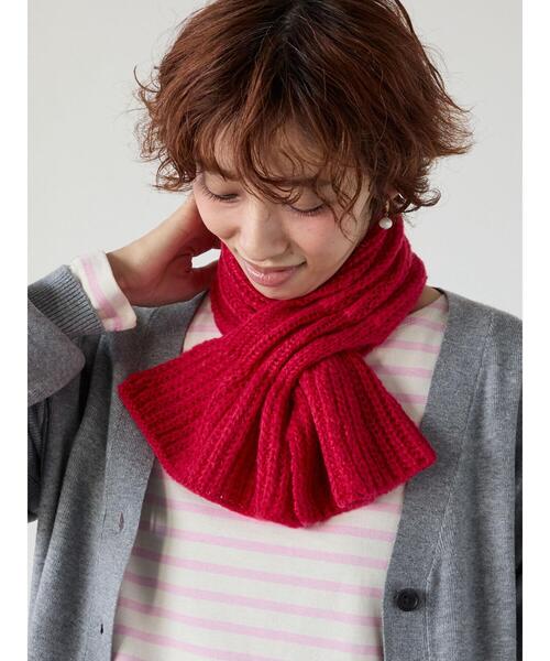 Lugnoncure（ルノンキュール）の「リボンキャンディマフラー（ストール/ショール・レディース・レッド/オフホワイト/ブラック・F）」の3枚目の写真