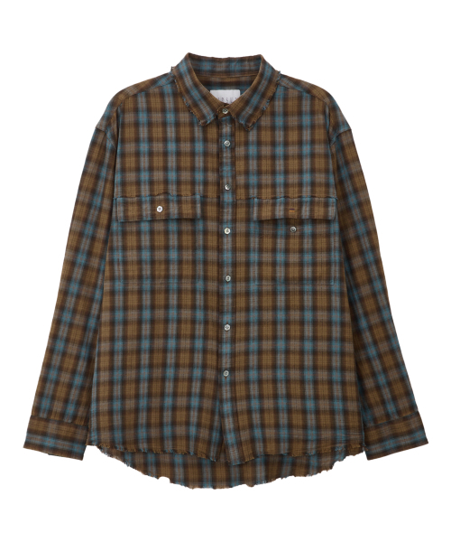 MIDSUN(ミッドサン)の「Cut Off Jeunesse Shirt-Blue(シャツ/ブラウス・レディース・その他・MEDIUM/LARGE)」の1枚目の写真