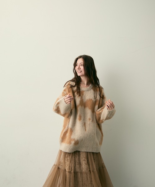 Lunea(ルネア)の「総柄ルーズシャギーニット(ニット/セーター・レディース・ベージュ/グリーン/グレー・FREE)」の9枚目の写真