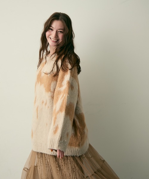 Lunea(ルネア)の「総柄ルーズシャギーニット(ニット/セーター・レディース・ベージュ/グリーン/グレー・FREE)」の11枚目の写真