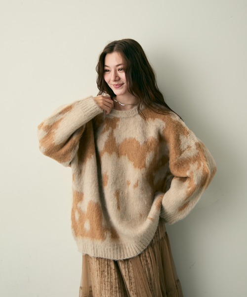 Lunea(ルネア)の「総柄ルーズシャギーニット(ニット/セーター・レディース・ベージュ/グリーン/グレー・FREE)」の14枚目の写真