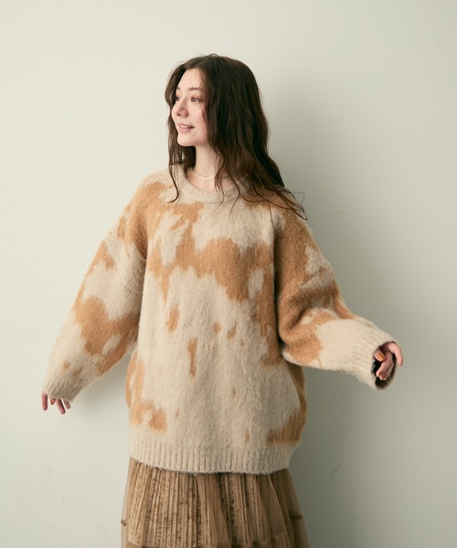 Lunea(ルネア)の「総柄ルーズシャギーニット(ニット/セーター・レディース・ベージュ/グリーン/グレー・FREE)」の18枚目の写真