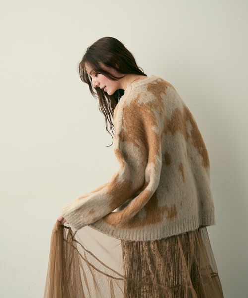 Lunea(ルネア)の「総柄ルーズシャギーニット(ニット/セーター・レディース・ベージュ/グリーン/グレー・FREE)」の22枚目の写真