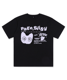 ハートアタック キャットプリント 半袖Tシャツ ブラック