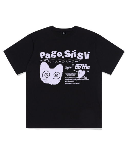 PAGESIISII(ページシシ)の「ハートアタック キャットプリント 半袖Tシャツ ブラック(Tシャツ/カットソー・レディース・その他・SMALL/MEDIUM/LARGE)」の1枚目の写真