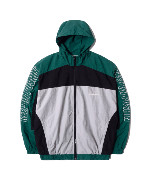 QT8 GARMENTS(キューティーエイトガーメント)の「LB Retro Hooded Track Jacket (Green/Black)(ナイロンジャケット・レディース・その他・MEDIUM/LARGE/X-LARGE)」の2枚目の写真