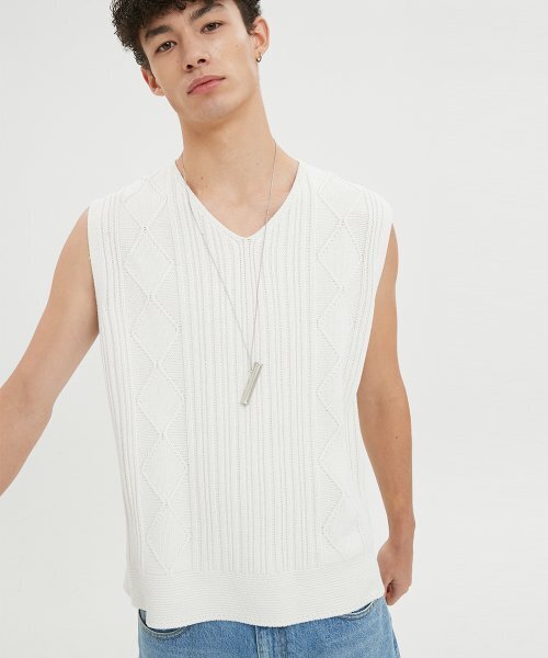 MOONSUN（ムーンサン）の「UNISEX, Solar Dia Ribbed Knit Vest / Ivory（ベスト・メンズ・その他・MEDIUM/SMALL）」の3枚目の写真