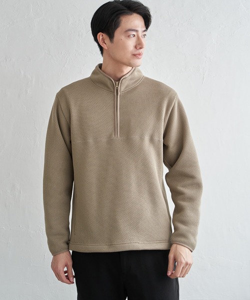 ikka（イッカ）の「ツイルジャカード裏起毛ハーフジッププルオーバー（スウェット・メンズ・ベージュ/ネイビー/カーキ/ブラック・M/L/XL/S）」の15枚目の写真