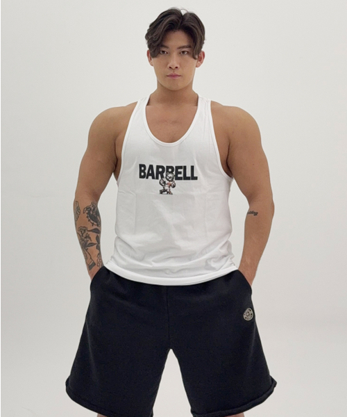 BARBELLWORKS(バーベルワークス)の「ベアバベル タンクトップ(Tシャツ/カットソー・メンズ・ホワイト/ブラック・LARGE/X-LARGE)」の4枚目の写真