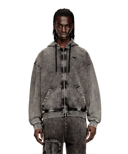 DIESEL(ディーゼル)の「メンズ ジップアップパーカー S-BOXT-HOOD-ZIP-DEN(パーカー・メンズ・ブラック・MEDIUM/XX-SMALL/X-SMALL/XX-LARGE/X-LARGE/SMALL/LARGE)」の4枚目の写真