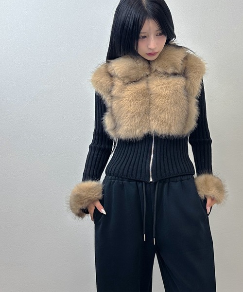 FOLLOWIN(フォロウィン)の「ボリュームファー×リブニット ジップアップジャケット(その他アウター・レディース・ホワイト/ブラウン・FREE)」の16枚目の写真