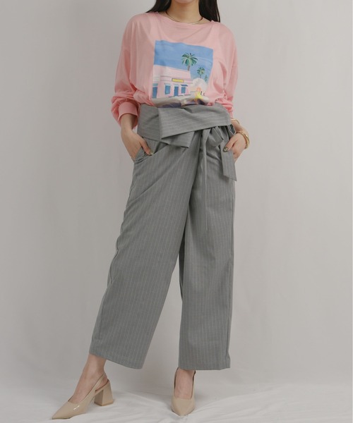 palm RICHE(ポームリシュ)の「アートプリントシアーロンT(Tシャツ/カットソー・レディース・ピンク/オフホワイト/ブラック・M)」の9枚目の写真