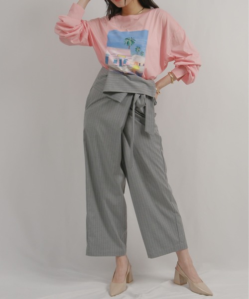 palm RICHE(ポームリシュ)の「アートプリントシアーロンT(Tシャツ/カットソー・レディース・ピンク/オフホワイト/ブラック・M)」の10枚目の写真