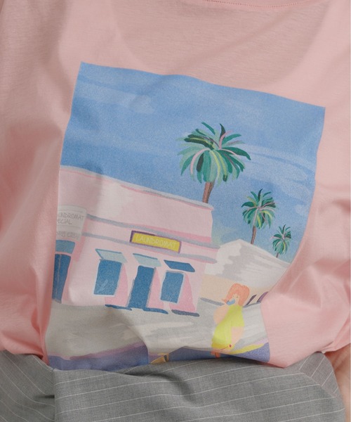 palm RICHE(ポームリシュ)の「アートプリントシアーロンT(Tシャツ/カットソー・レディース・ピンク/オフホワイト/ブラック・M)」の18枚目の写真