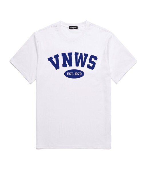 VANNWORKS(バンワークス)の「VNWS アーチロゴ 半袖Tシャツ (VS0011) ホワイト_ブルー(Tシャツ/カットソー・レディース・その他・LARGE/MEDIUM/SMALL/X-LARGE/XX-LARGE)」の1枚目の写真