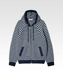 AFTERPRAY（アフタープレイ）の「ストライプインタージャニットフードパーカー ネイビー（パーカー）」