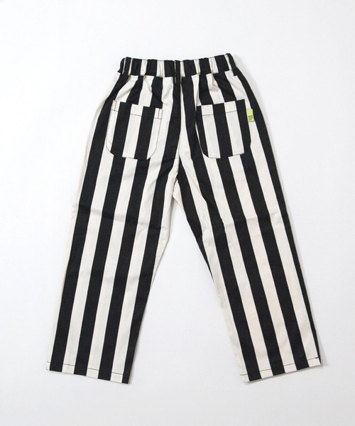 MAKE YOUR DAY（メイクユアデイ）の「無地とストライプのアシンメトリーパンツ■150.160cm（その他パンツ・キッズ・グレー/ブラック・150/160）」の3枚目の写真