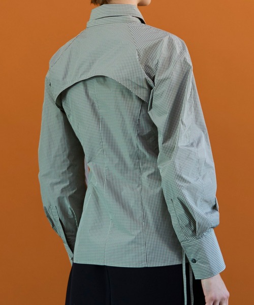 MAISON SPECIAL(メゾンスペシャル)の「Sharpened Shape Shirt/シャーリングシェイプシャツ(シャツ/ブラウス・レディース・ホワイト/マルチ/ブラック・FREE)」の7枚目の写真