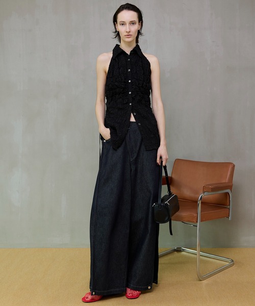 MAISON SPECIAL(メゾンスペシャル)の「Sharpened Shape Shirt/シャーリングシェイプシャツ(シャツ/ブラウス・レディース・ホワイト/マルチ/ブラック・FREE)」の8枚目の写真