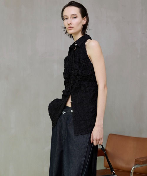 MAISON SPECIAL(メゾンスペシャル)の「Sharpened Shape Shirt/シャーリングシェイプシャツ(シャツ/ブラウス・レディース・ホワイト/マルチ/ブラック・FREE)」の12枚目の写真