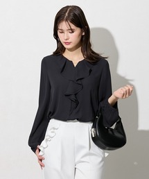 slattgir | 高身長 バー付きラッフルキーネックブラウス(トールサイズ)(シャツ/ブラウス)