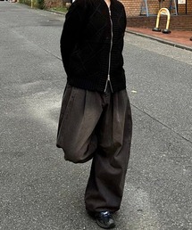 Chikashitsu + | 【CS】side tuck drape denim pants / 【シーエス】サイドタックドレープデニムパンツ(デニムパンツ)