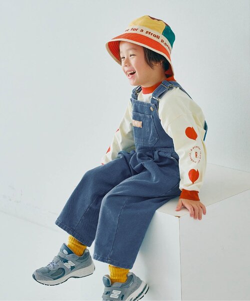 p.premier（ピードットプルミエ）の「デニム・カラーツイルオーバーオール_ジュニア対応（サロペット/オーバーオール・キッズ・サックスブルー/グリーン/ピンク・80/90/100/110/120/130/140）」の2枚目の写真