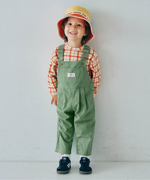 p.premier（ピードットプルミエ）の「デニム・カラーツイルオーバーオール_ジュニア対応（サロペット/オーバーオール・キッズ・サックスブルー/グリーン/ピンク・80/90/100/110/120/130/140）」の6枚目の写真