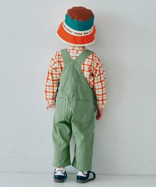 p.premier（ピードットプルミエ）の「デニム・カラーツイルオーバーオール_ジュニア対応（サロペット/オーバーオール・キッズ・サックスブルー/グリーン/ピンク・80/90/100/110/120/130/140）」の7枚目の写真