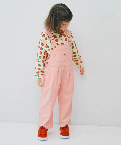 p.premier（ピードットプルミエ）の「デニム・カラーツイルオーバーオール_ジュニア対応（サロペット/オーバーオール・キッズ・サックスブルー/グリーン/ピンク・80/90/100/110/120/130/140）」の11枚目の写真