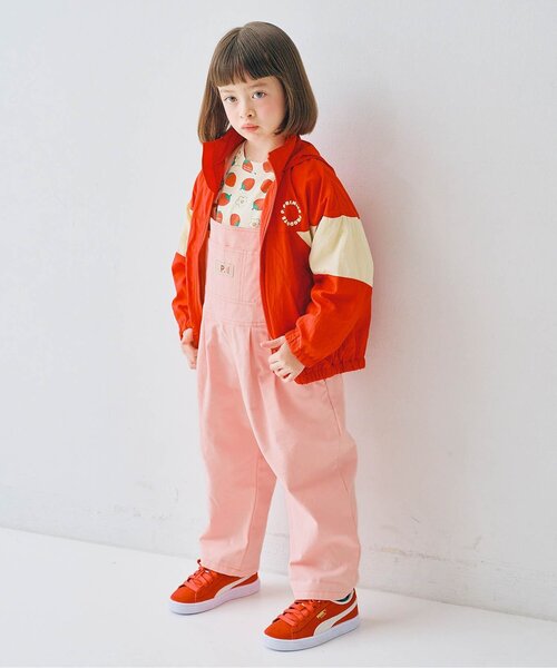 p.premier（ピードットプルミエ）の「デニム・カラーツイルオーバーオール_ジュニア対応（サロペット/オーバーオール・キッズ・サックスブルー/グリーン/ピンク・80/90/100/110/120/130/140）」の12枚目の写真