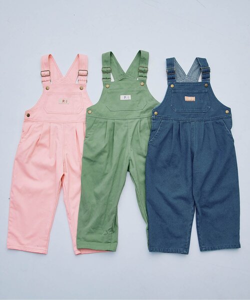 p.premier（ピードットプルミエ）の「デニム・カラーツイルオーバーオール_ジュニア対応（サロペット/オーバーオール・キッズ・サックスブルー/グリーン/ピンク・80/90/100/110/120/130/140）」の18枚目の写真
