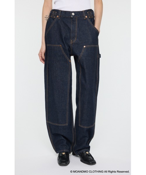 MOUSSY(マウジー)の「MOANDMO DOUBLE KNEE STRAIGHT(デニムパンツ・レディース・ワンウォッシュ/ダークブルー・1/2)」の6枚目の写真