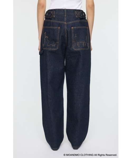 MOUSSY(マウジー)の「MOANDMO DOUBLE KNEE STRAIGHT(デニムパンツ・レディース・ワンウォッシュ/ダークブルー・1/2)」の9枚目の写真
