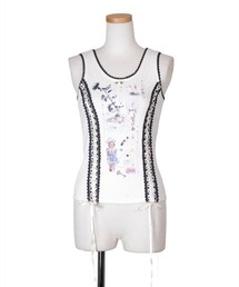 レディースのタンクトップ（ホワイト/白色系・前面プリント