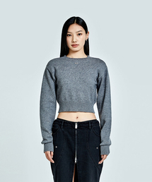 Metal Logo Crop Knit - Gray (woman)