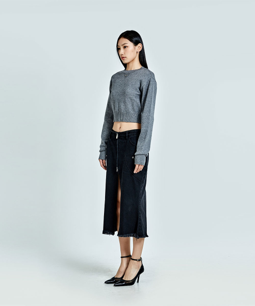 51PERCENT FOR WOMAN（51パーセントフォーウーマン）の「Metal Logo Crop Knit - Gray (woman)（ニット/セーター・レディース・その他・SMALL/MEDIUM）」の3枚目の写真